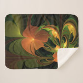 ファンタジー植物抽象芸術緑赤褐色フラクタル シェルパブランケット (正面(横))