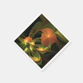 ファンタジー植物抽象芸術緑赤褐色フラクタル スタンダードカクテルナプキン (角)