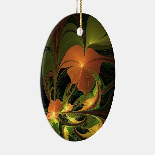 ファンタジー植物抽象芸術緑赤褐色フラクタル セラミックオーナメント (右)
