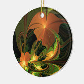 ファンタジー植物抽象芸術緑赤褐色フラクタル セラミックオーナメント (左)