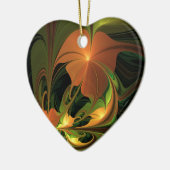 ファンタジー植物抽象芸術緑赤褐色フラクタル セラミックオーナメント (左)