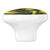 ファンタジー植物抽象芸術緑赤褐色フラクタル セラミックノブ (側面)