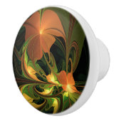 ファンタジー植物抽象芸術緑赤褐色フラクタル セラミックノブ (右)