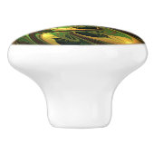 ファンタジー植物抽象芸術緑赤褐色フラクタル セラミックノブ (側面)