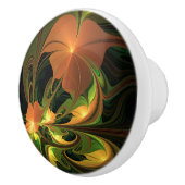 ファンタジー植物抽象芸術緑赤褐色フラクタル セラミックノブ (右)