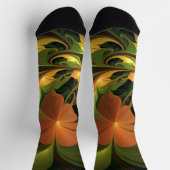 ファンタジー植物抽象芸術緑赤褐色フラクタル ソックス (上部)