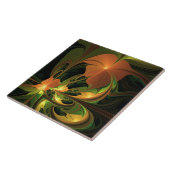 ファンタジー植物抽象芸術緑赤褐色フラクタル タイル (側面)