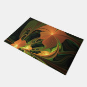 ファンタジー植物抽象芸術緑赤褐色フラクタル ドアマット (アングル)