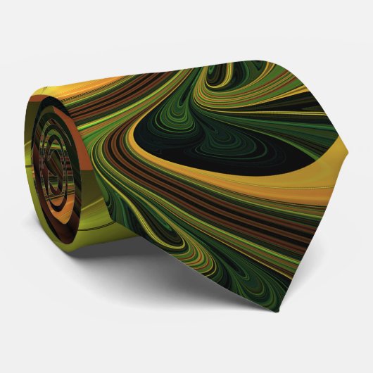 ファンタジー植物抽象芸術緑赤褐色フラクタル ネクタイ (ロール)