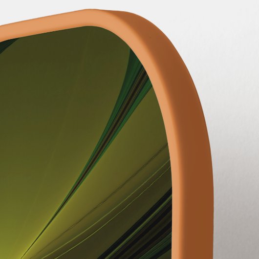 ファンタジー植物抽象芸術緑赤褐色フラクタル ピックルボールラケット (左詳細)