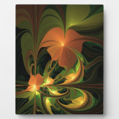 ファンタジー植物抽象芸術緑赤褐色フラクタル フォトプラーク (正面)