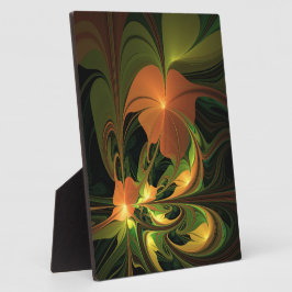 ファンタジー植物抽象芸術緑赤褐色フラクタル フォトプラーク