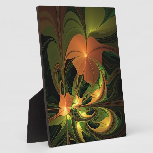 ファンタジー植物抽象芸術緑赤褐色フラクタル フォトプラーク (側面)