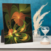 ファンタジー植物抽象芸術緑赤褐色フラクタル フォトプラーク (側面)