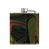 ファンタジー植物抽象芸術緑赤褐色フラクタル フラスク (裏面)