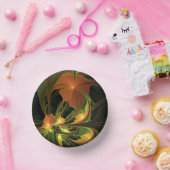 ファンタジー植物抽象芸術緑赤褐色フラクタル ペーパーボウル (パーティー)