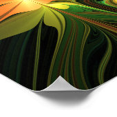 ファンタジー植物抽象芸術緑赤褐色フラクタル ポスター (角)