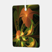 ファンタジー植物抽象芸術緑赤褐色フラクタル メタルオーナメント (正面左)