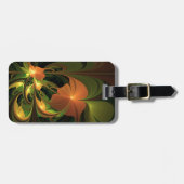 ファンタジー植物抽象芸術緑赤褐色フラクタル ラゲッジタグ (正面横)