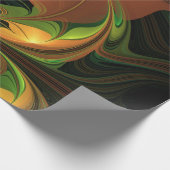 ファンタジー植物抽象芸術緑赤褐色フラクタル ラッピングペーパー (角)