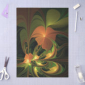 ファンタジー植物抽象芸術緑赤褐色フラクタル 薄葉紙 (クラフト)