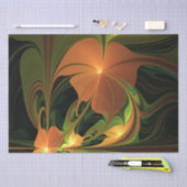 ファンタジー植物抽象芸術緑赤褐色フラクタル 薄葉紙 (クラフト)