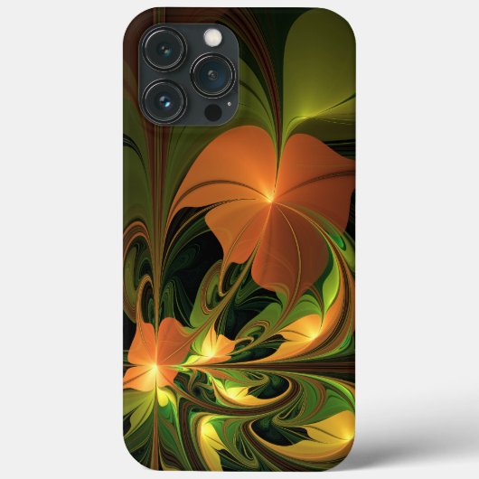 ファンタジー植物抽象芸術緑赤褐色フラクタル Case-Mate iPhoneケース (裏面)