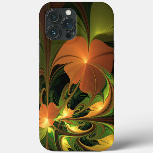 ファンタジー植物抽象芸術緑赤褐色フラクタル iPhone 13 PRO MAXケース