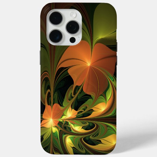 ファンタジー植物抽象芸術緑赤褐色フラクタル Case-Mate iPhoneケース (裏面)