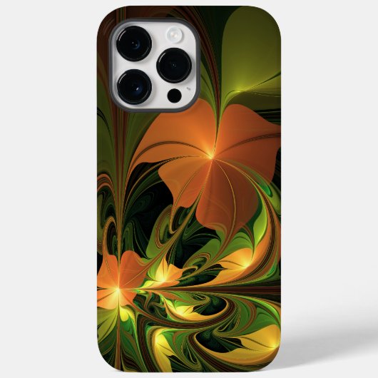 ファンタジー植物抽象芸術緑赤褐色フラクタル Case-Mate iPhoneケース (裏面)