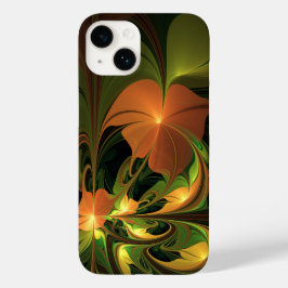 ファンタジー植物抽象芸術緑赤褐色フラクタル Case-Mate iPhone 14ケース