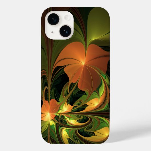 ファンタジー植物抽象芸術緑赤褐色フラクタル Case-Mate iPhoneケース (裏面)