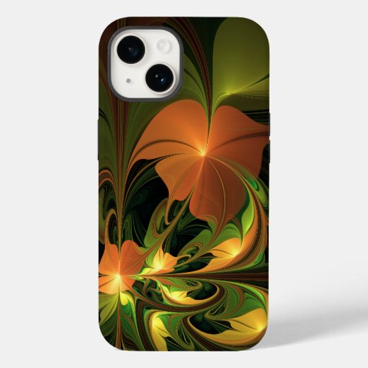 ファンタジー植物抽象芸術緑赤褐色フラクタル Case-Mate iPhoneケース (裏面)