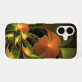 ファンタジー植物抽象芸術緑赤褐色フラクタル iPhone 16ケース (裏面横)