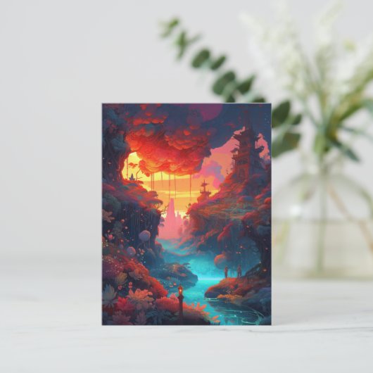 ファンタジー横向カラフルき超はがき ポストカード (スタンド正面)