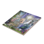 ファンタジー母ユニコーンとベビーの妖精の庭 タイル (側面)