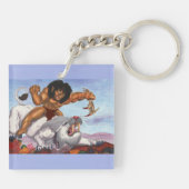 ファンタジー水カラーイラストレーションビーストライディングタイガー キーホルダー (裏面)