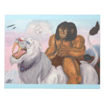 ファンタジー水カラーイラストレーションビーストライディングタイガー