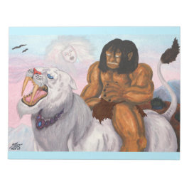 ファンタジー水カラーイラストレーションビーストライディングタイガー ノートパッド