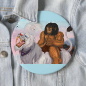 ファンタジー水カラーイラストレーションビーストライディングタイガー 缶バッジ (インサイチュ)