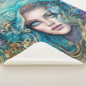 ファンタジー水中の女神抽象芸術アートワーク シェルパブランケット (3/4)