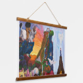 ファンタジー水彩イラストレーション女神アドベンチャー 吊り下げ型タペストリー (傾斜あり)