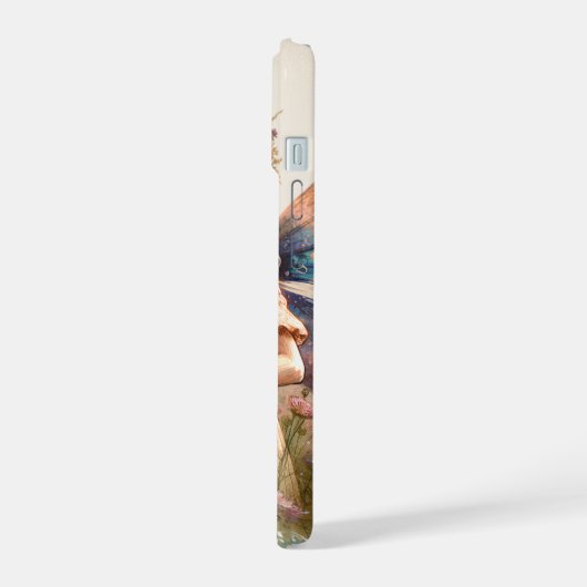 ファンタジー水彩妖精と名パーソナライズされた前 iPhone 15ケース (左側面)