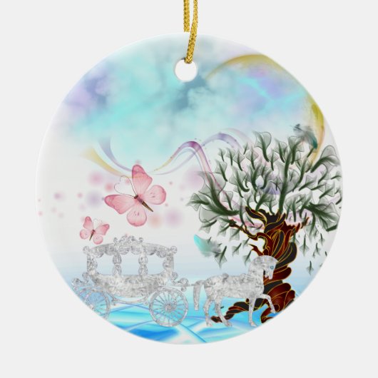 ファンタジー水晶の馬車 セラミックオーナメント (正面)
