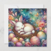 ファンタジー水色バニークリスチャン復活祭 シーズンカード (正面)