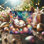 ファンタジー水色バニークリスチャン復活祭 シーズンカード