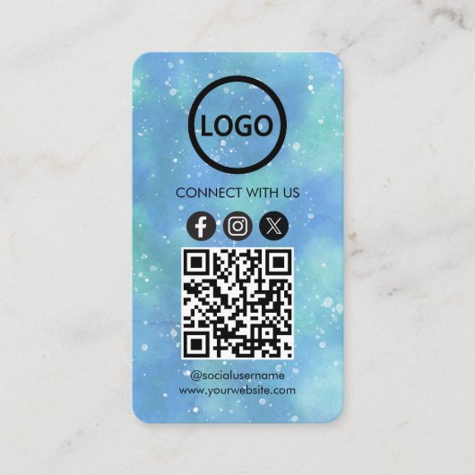 ファンタジー水色ライトブルーカスタムのカードモダン 名刺 (正面)