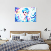 ファンタジー氷小妖精や小人冬魔法スノーフレークアート キャンバスプリント (インサイチュ (寝室))