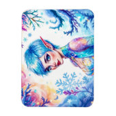 ファンタジー氷小妖精や小人冬魔法スノーフレークアート マグネット (縦)