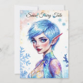 ファンタジー氷小妖精や小人冬魔法スノーフレークアート 招待状 (正面)